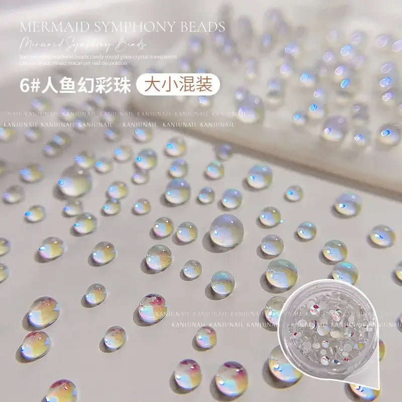 Aurora Mermaid Bubble Beads Nail Art Charms