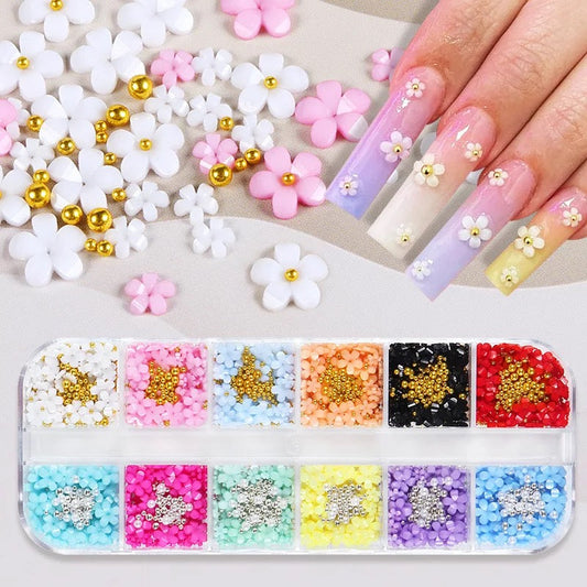 Assorted 3d nail charms flowers