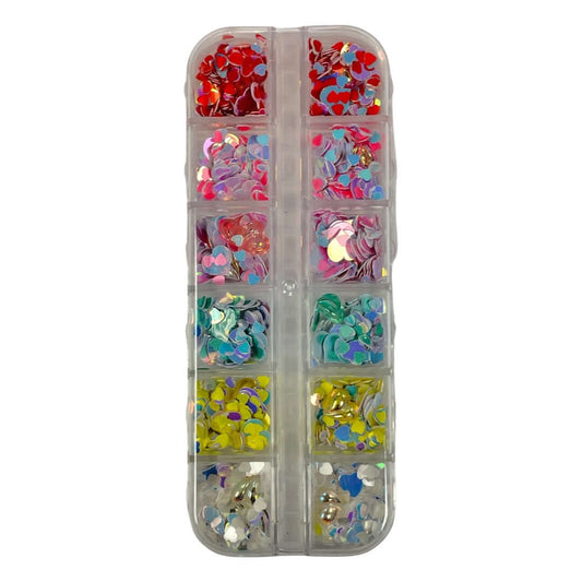Assorted Heart Nail Glitter / Sequins Multi color