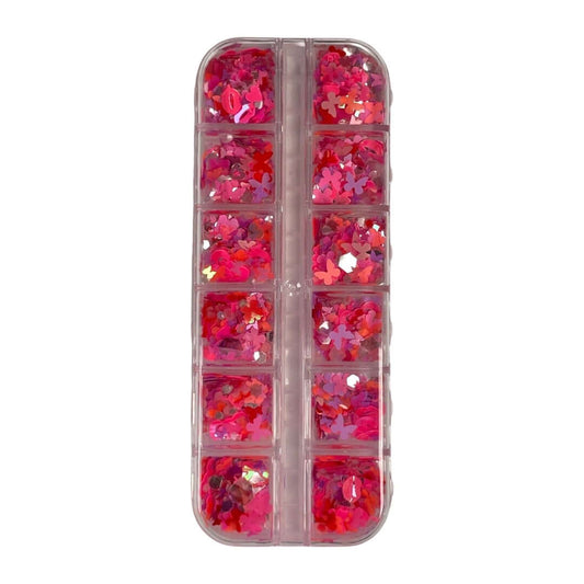 Assorted Red Nail Art Glitter / Sequins