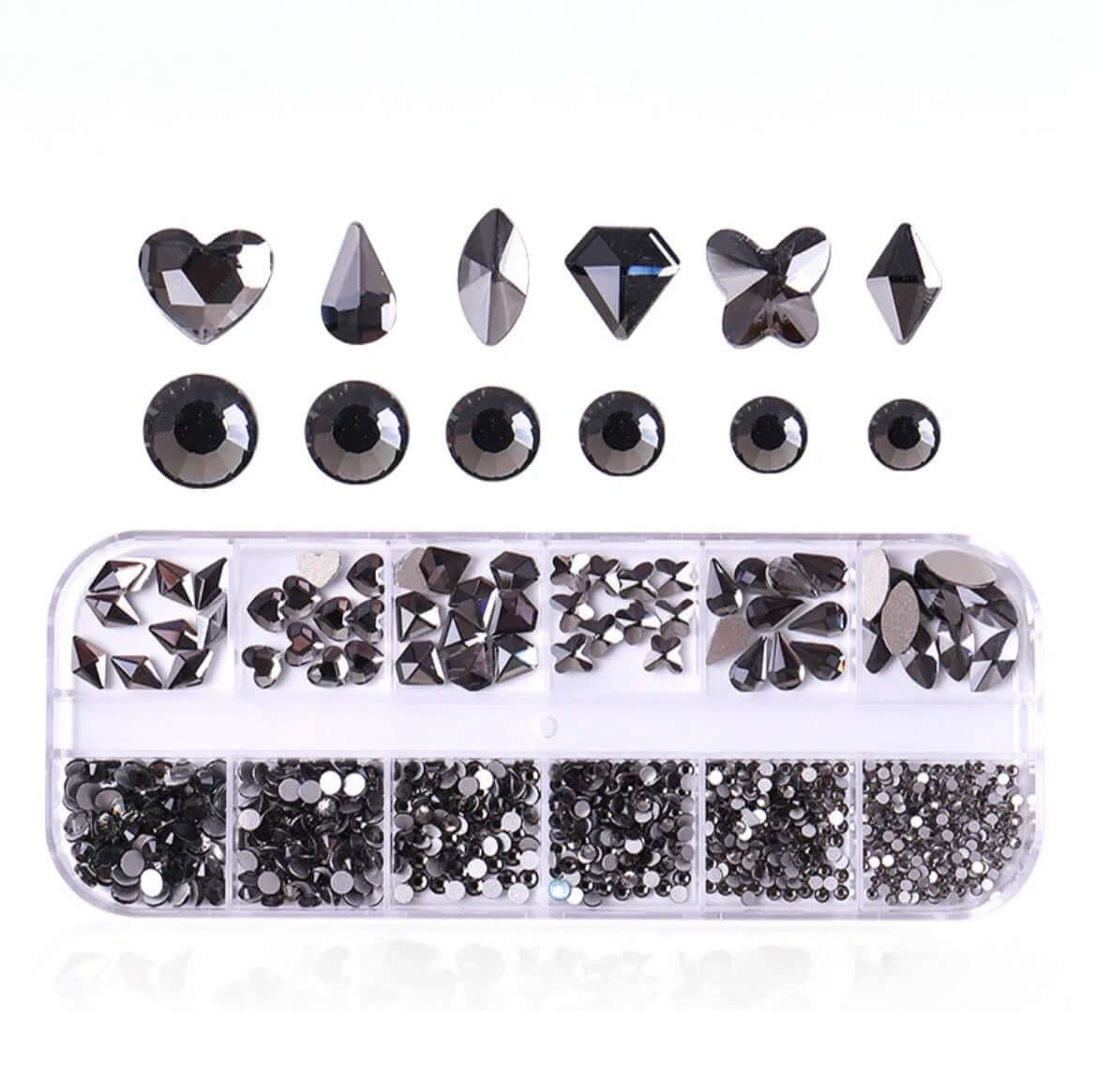 Black Assorted 3D Nail Art Crystals & Gemstones