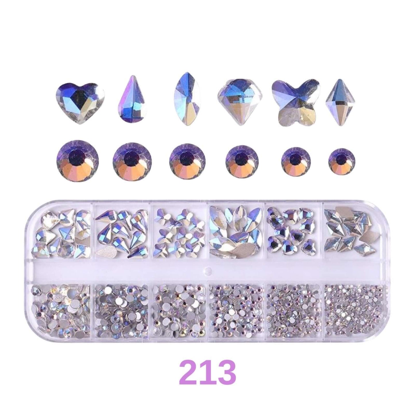 Clear  Assorted 3D Nail Art Crystals & Gemstones