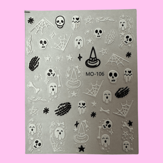 3D Ghost White And Black Halloween Sticker