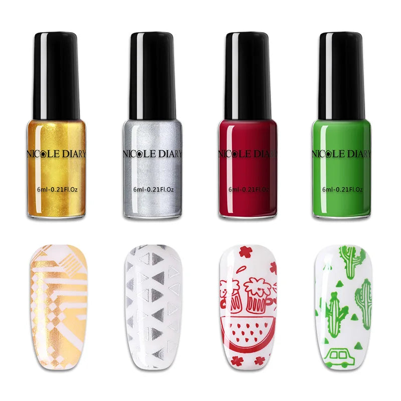 NICOLE DIARY Stamping Polish – Black, White & Color Options