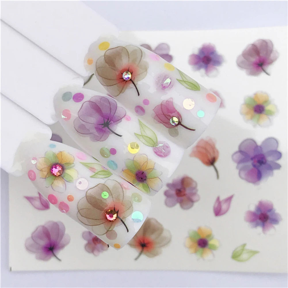Nail Water Stickers – 3D Flower & Flamingo DIY Art