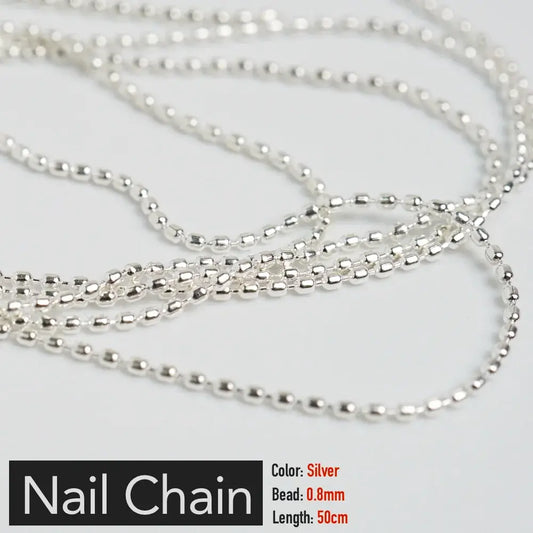 Nail Chain with Rose Gold & Silver Pixie Stone Beads