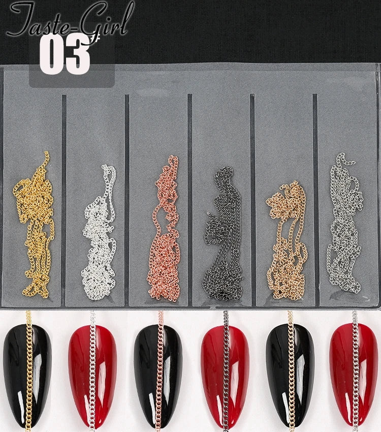 Nail Art Chains Mixed Gold & Silver – 3D Nail Art Decorations