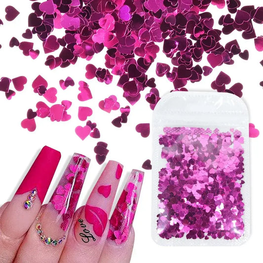 Heart Nail Glitter Sequins – Holographic Nail Art
