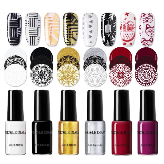 NICOLE DIARY Stamping Polish – Black, White & Color Options