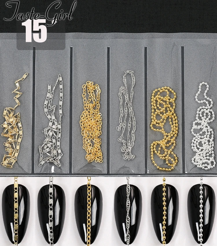 Nail Art Chains Mixed Gold & Silver – 3D Nail Art Decorations