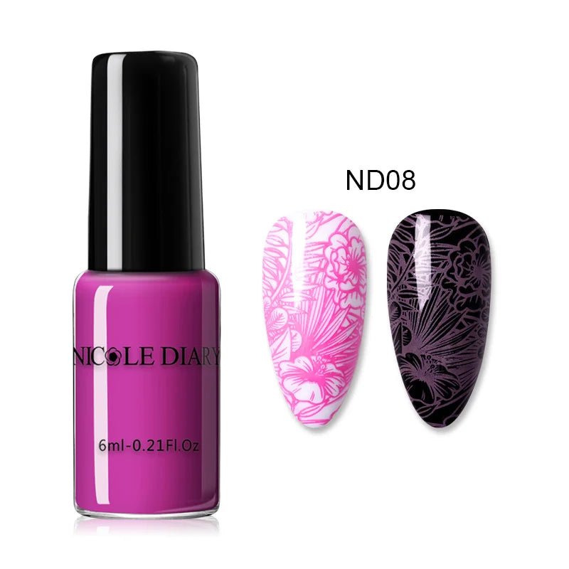 NICOLE DIARY Stamping Polish – Black, White & Color Options