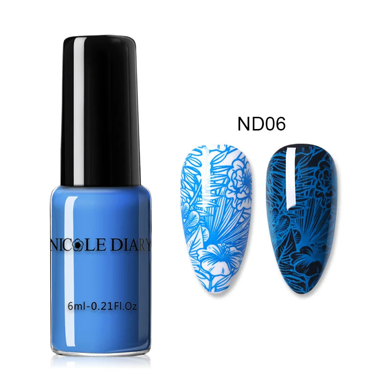 NICOLE DIARY Stamping Polish – Black, White & Color Options