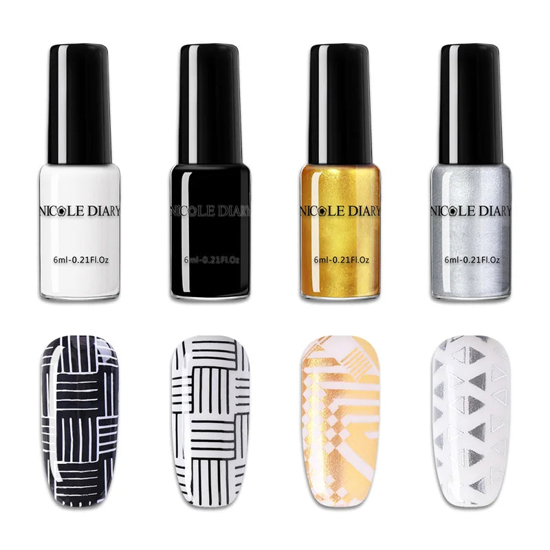 NICOLE DIARY Stamping Polish – Black, White & Color Options
