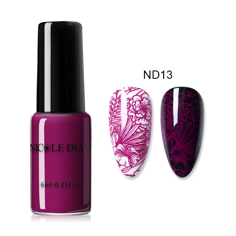 NICOLE DIARY Stamping Polish – Black, White & Color Options