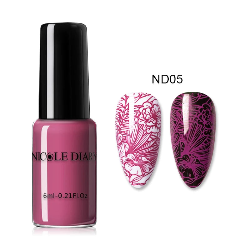 NICOLE DIARY Stamping Polish – Black, White & Color Options