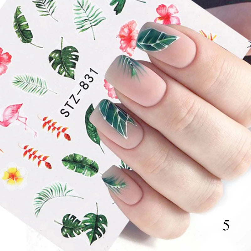 Nail Water Stickers – 3D Flower & Flamingo DIY Art