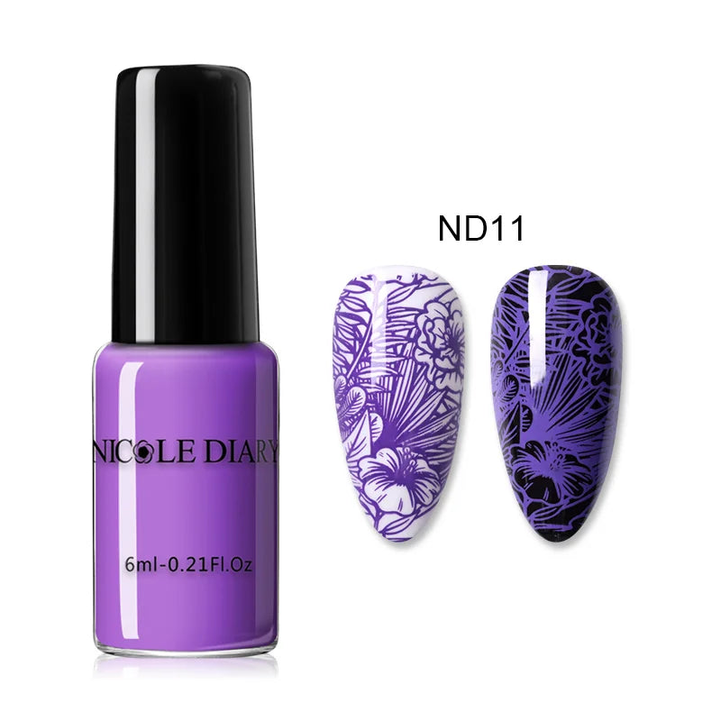 NICOLE DIARY Stamping Polish – Black, White & Color Options