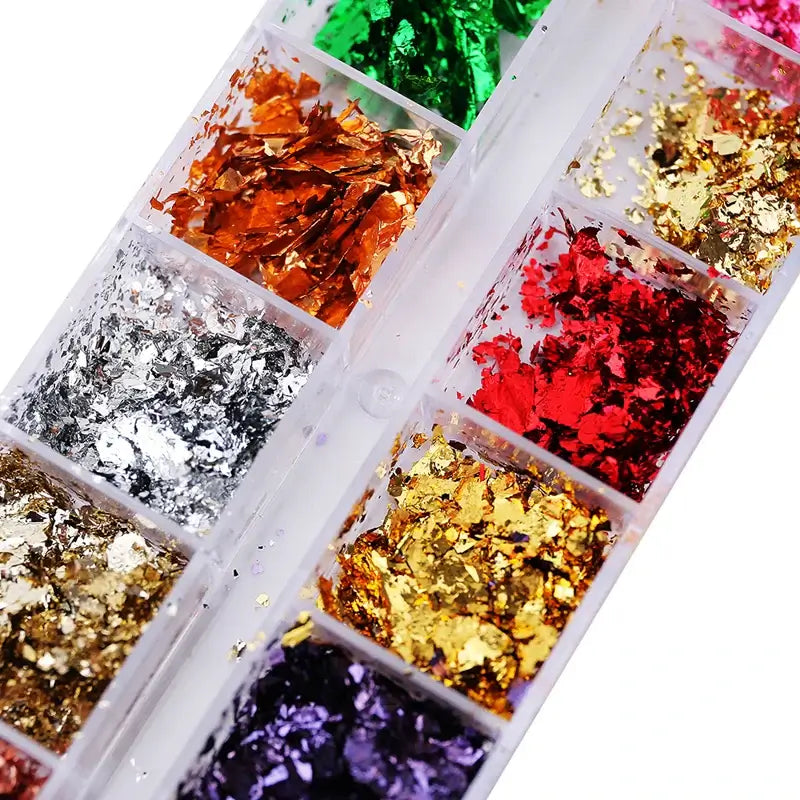 12 Grid Holographic Foil Nail Art Set – Aluminum
