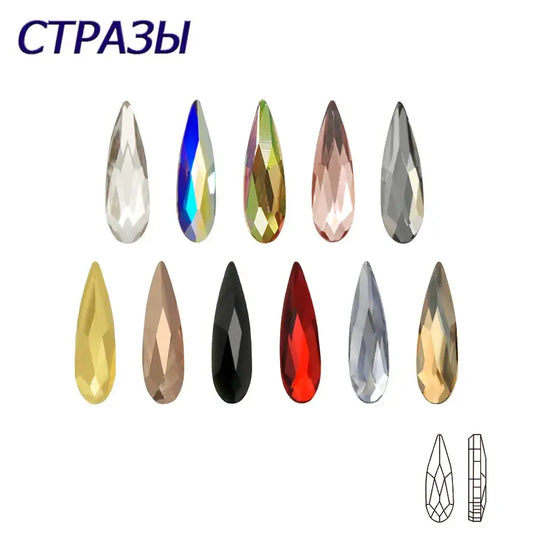 Raindrop Nail Rhinestones – Flatback Glitter Glass 3D Nail Charms