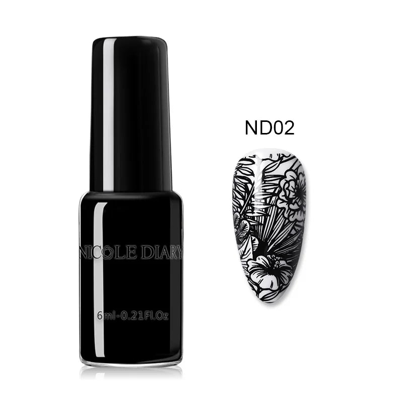 NICOLE DIARY Stamping Polish – Black, White & Color Options