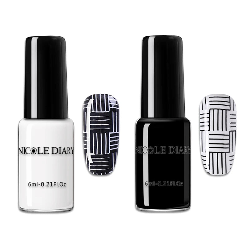 NICOLE DIARY Stamping Polish – Black, White & Color Options