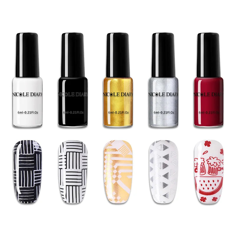 NICOLE DIARY Stamping Polish – Black, White & Color Options