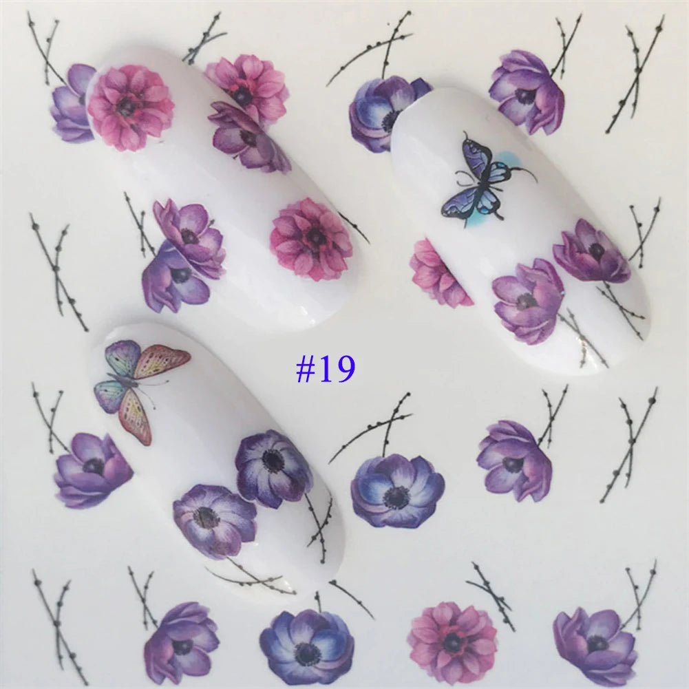 Nail Water Stickers – 3D Flower & Flamingo DIY Art