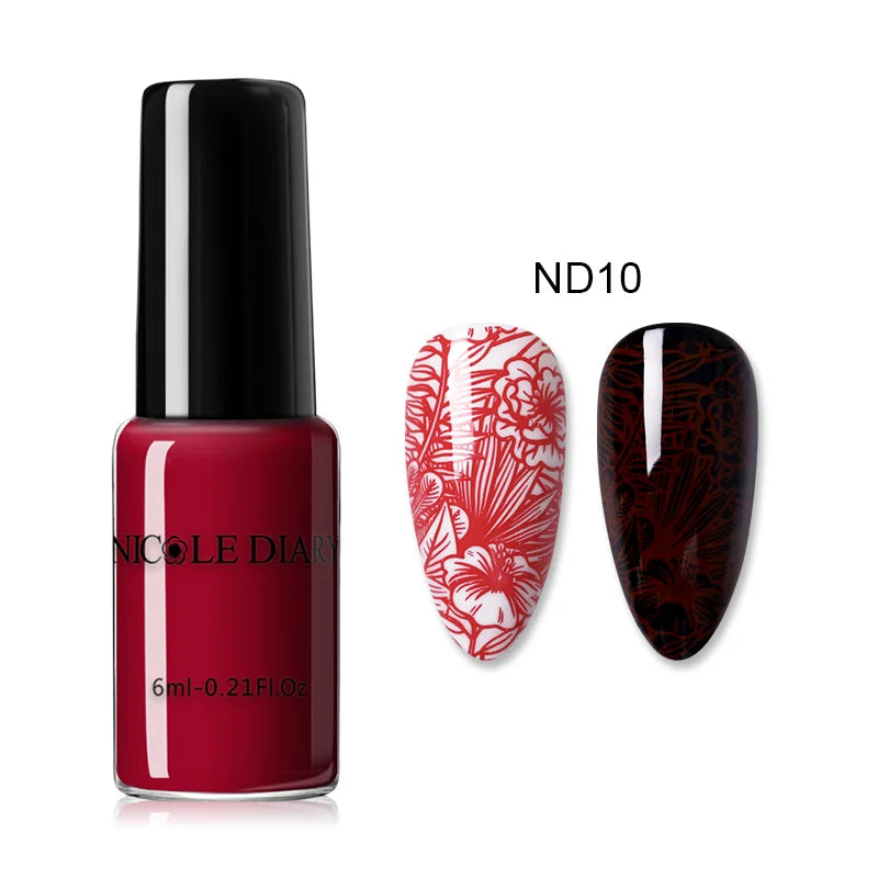 NICOLE DIARY Stamping Polish – Black, White & Color Options