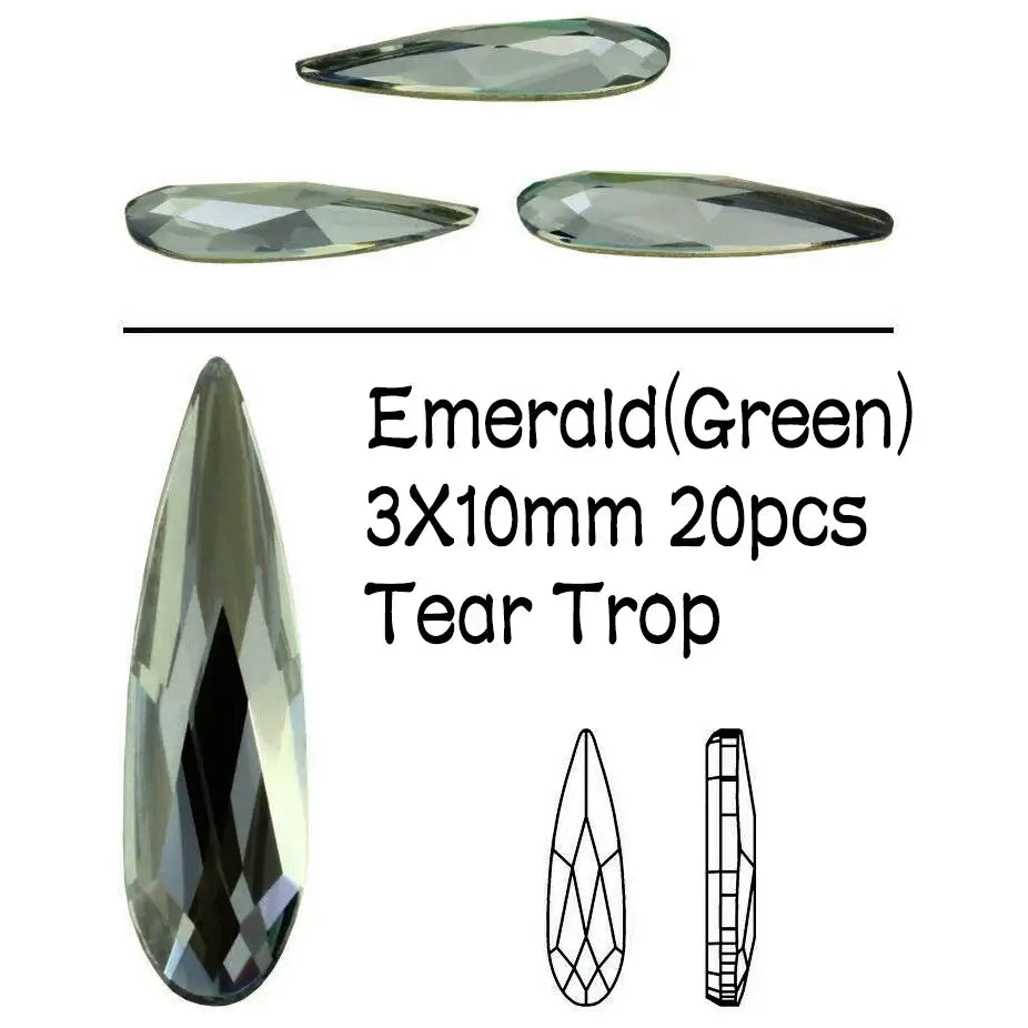 Raindrop Nail Rhinestones – Flatback Glitter Glass 3D Nail Charms
