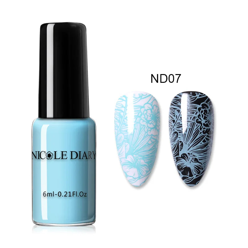 NICOLE DIARY Stamping Polish – Black, White & Color Options