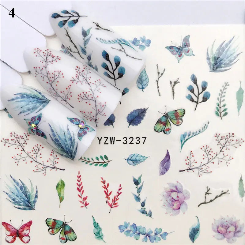 Nail Water Stickers – 3D Flower & Flamingo DIY Art