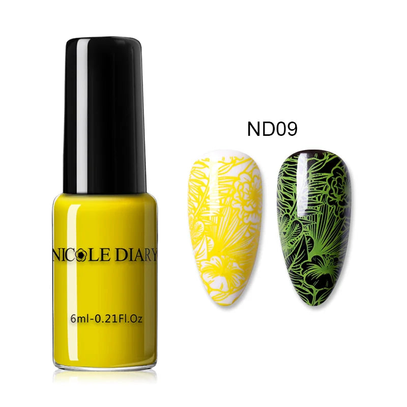 NICOLE DIARY Stamping Polish – Black, White & Color Options