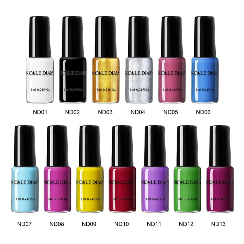 NICOLE DIARY Stamping Polish – Black, White & Color Options