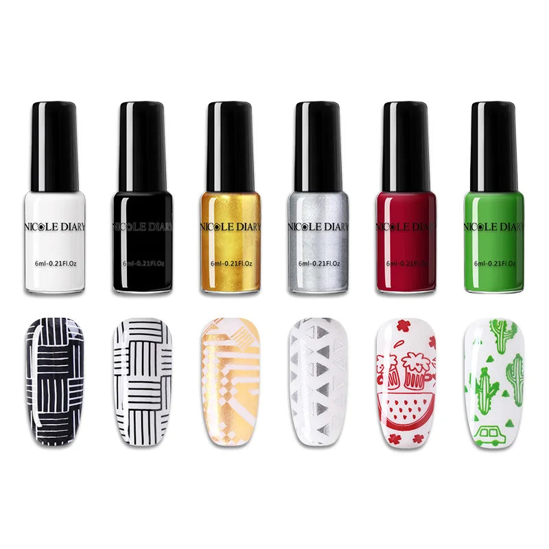 NICOLE DIARY Stamping Polish – Black, White & Color Options