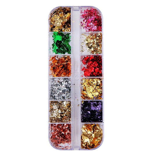 12 Grid Holographic Foil Nail Art Set – Aluminum
