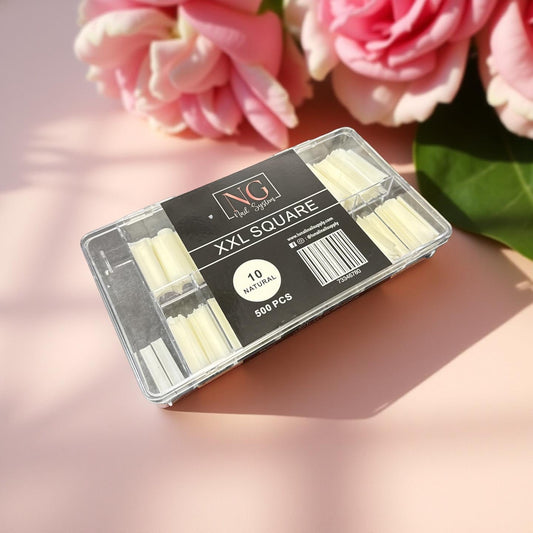 XXL No C Square Natural Nail Tip Box - 500 pcs