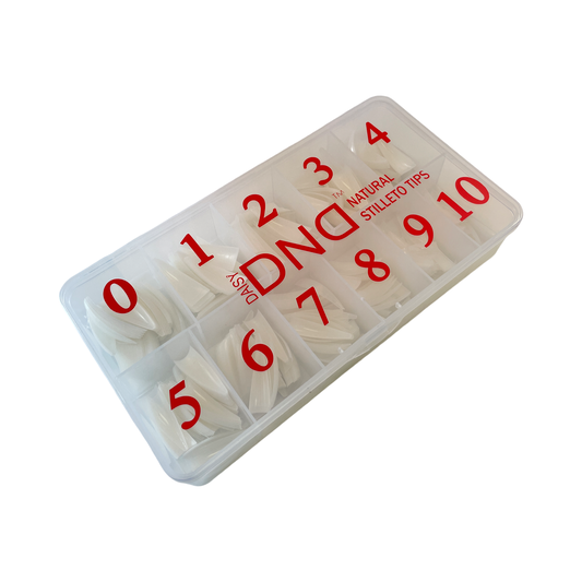 DND Natural - Stiletto Nail Tips Box 0 to 10