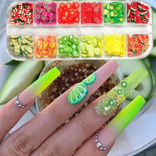 fruit slice nail art sequins