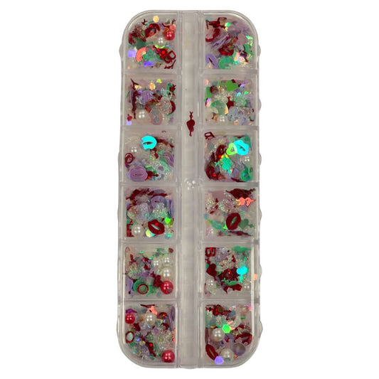 lips and hearts nail art sequins