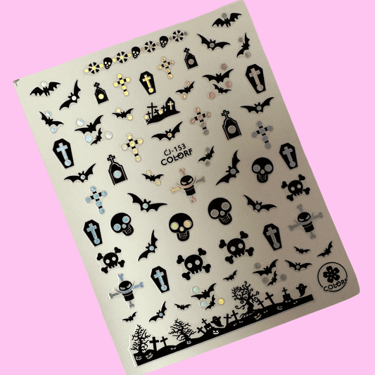 Easy Nail Art Halloween Nail Decals - Skull & Cross Bones 