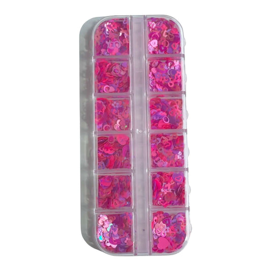 Pink Heart Sequin Nail Art