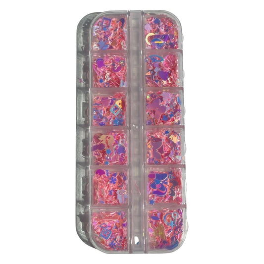 pink nail art sequins