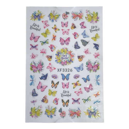 3D butterfly nail decals