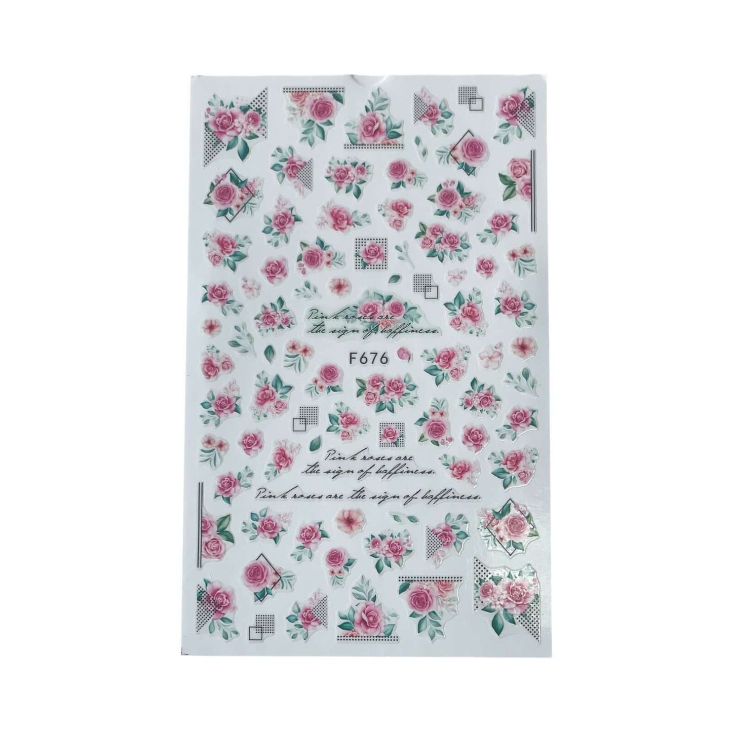 pink roses stickers - nail art decals