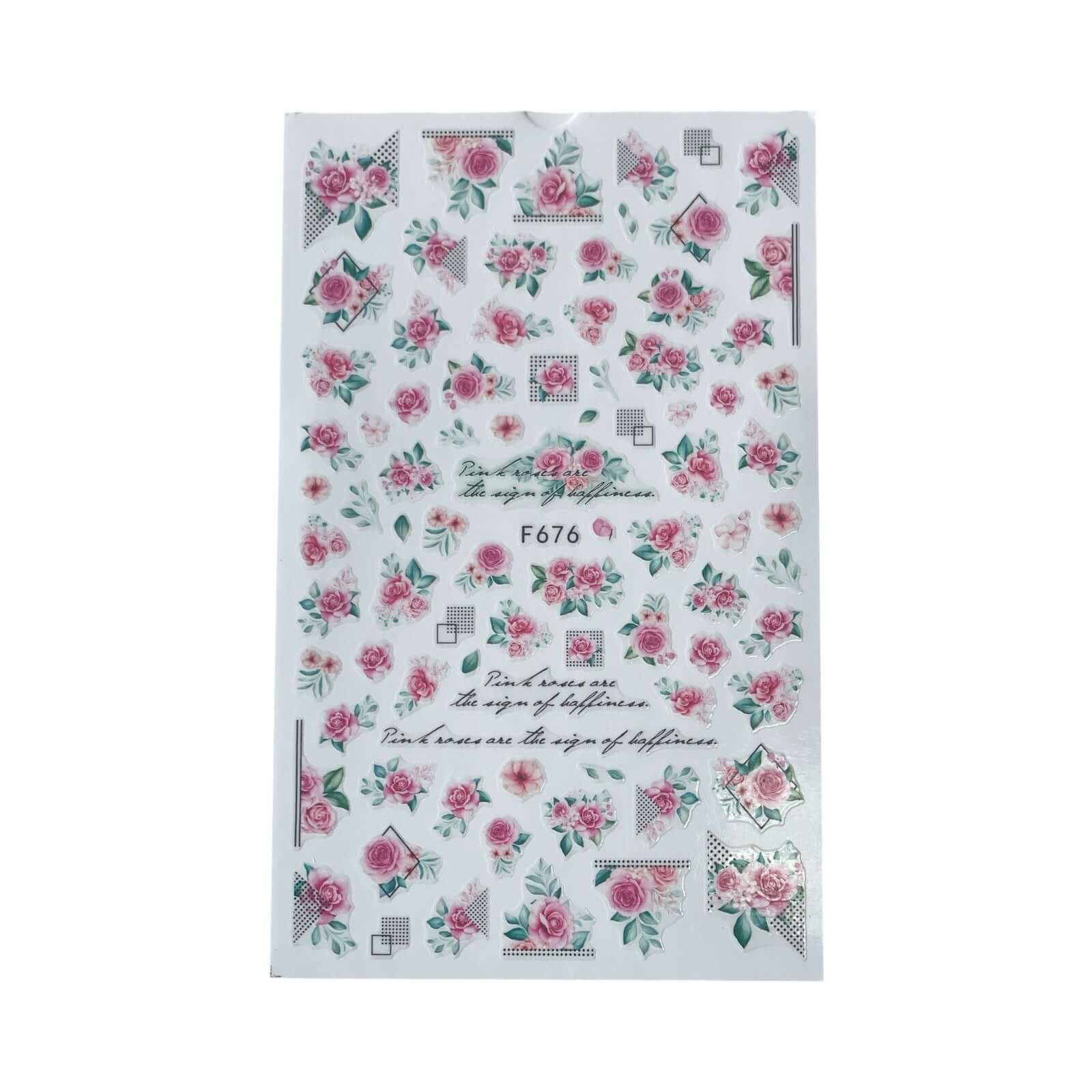 pink roses stickers - nail art decals