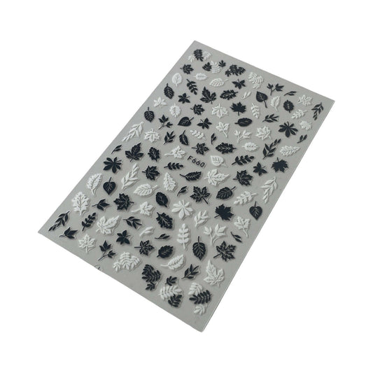Black & White Autumn Leaf Nail Stickers
