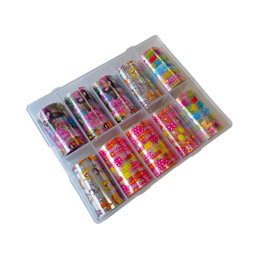 Butterfly Foil Nail Art Box #105 – 10 Mixed Design Styles for DIY Manicure