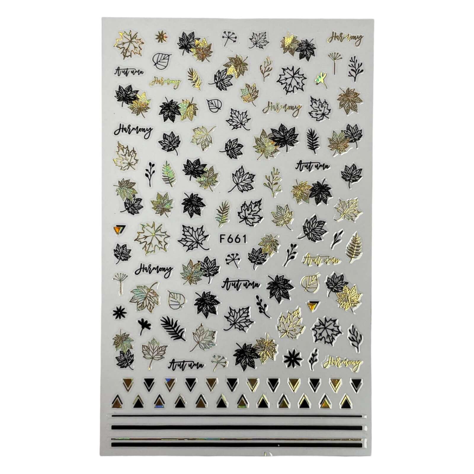 gold and black autumn leaf nail stickers