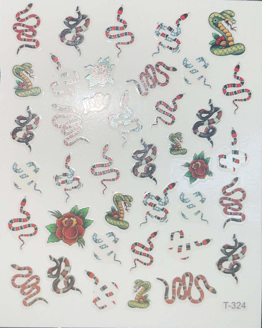 multi color snake nail stickers