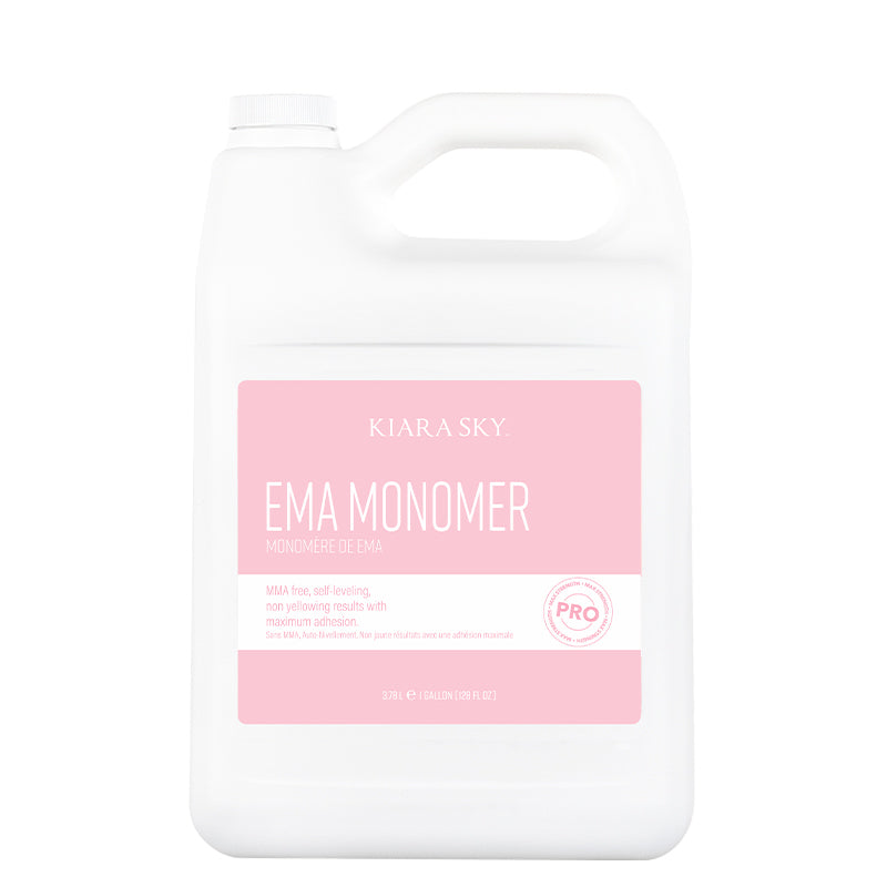 White container with pink label featuring 'Kiara Sky EMA Monomer' on a white background